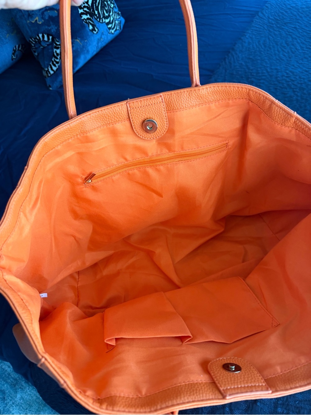 Orange Leather Tote Bag - Women - Picture 4 of 12